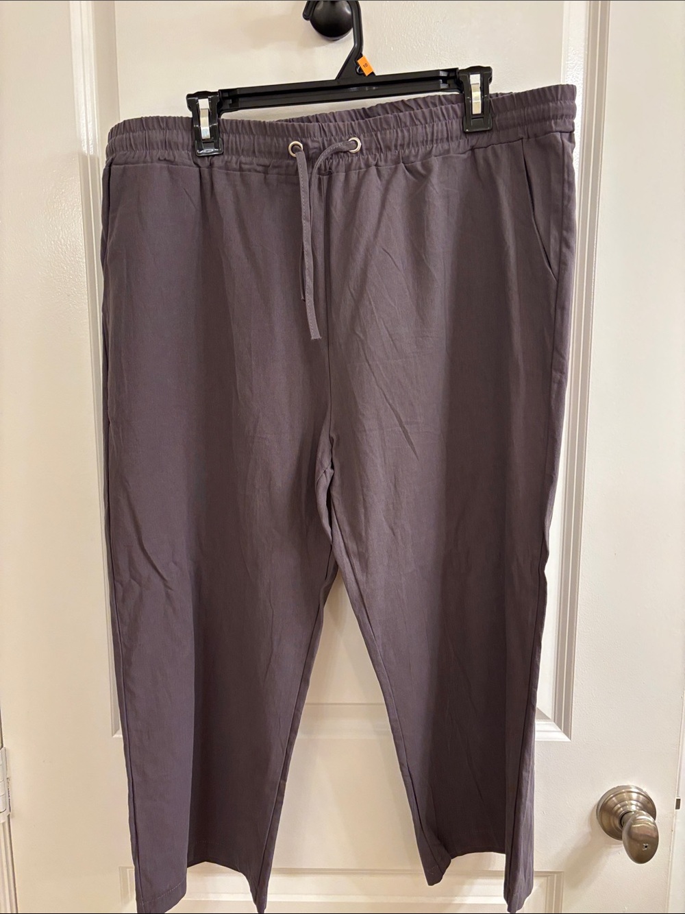 Women's Elastic Drawstring Capris - Gray Linen Blend